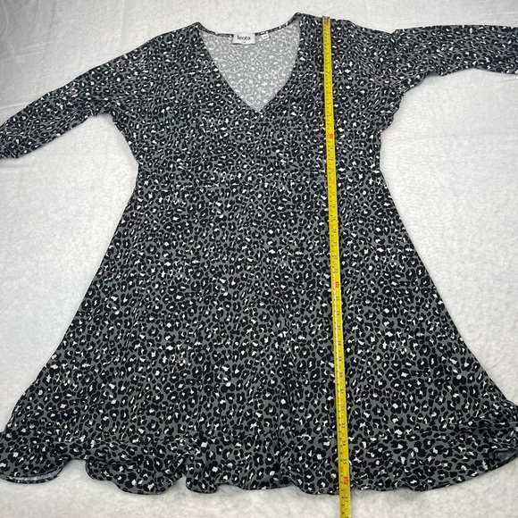 Leota Dress Womens PXXL Petite Plus Grey‎ Animal Print Leopard V-Neck Stretch - Picture 6 of 10